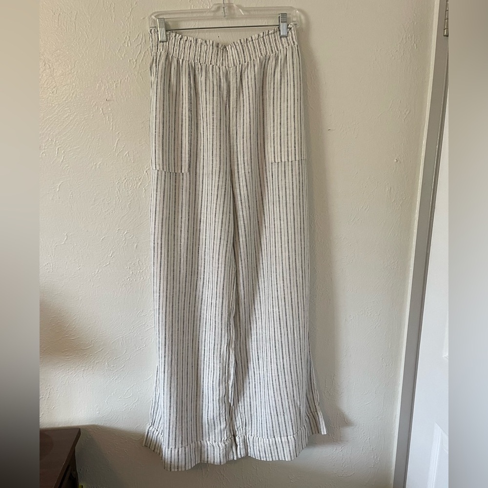 Time and Tru Striped Linen Blend Wide-Leg Pants NWOT